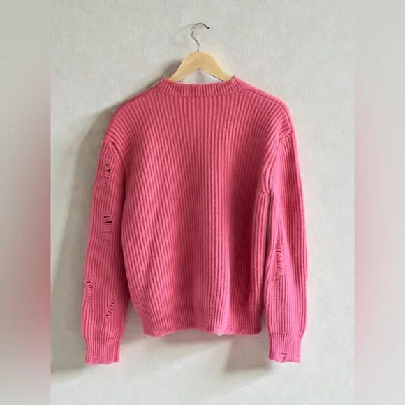 Pinko distressed ribbed knit sweater with a crystal-embellished collar - Picture 16 of 16